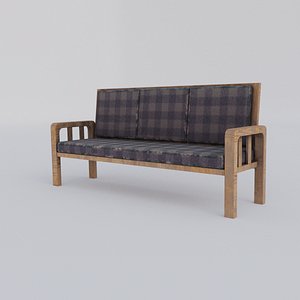 3D Wooden Sofa 01 model