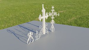 Gothic Ornaments Crosses  Fence Tops 3D model