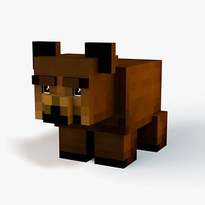 3D Minecraft Baby Grizzly Bear