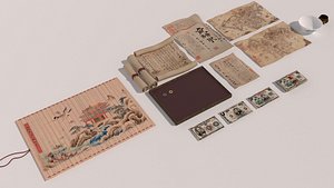 Chinese Ancient Documents and Money 3D model