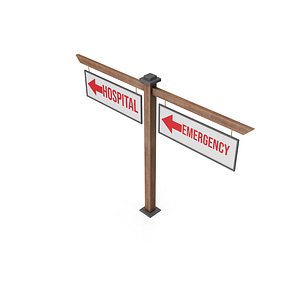 3D Directional Sign Model with Wooden Legs and Arms 3D model