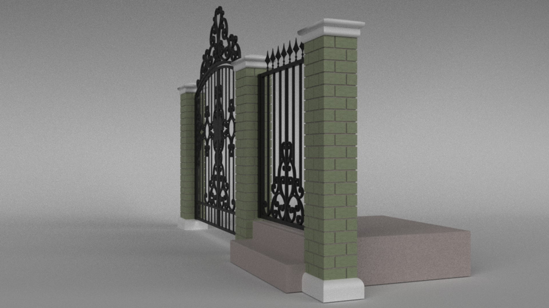 3D Iron Gate Columns - TurboSquid 1610042