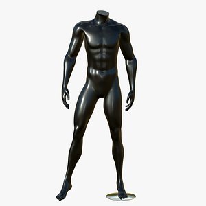 Male Mannequin Headless Black 3D model