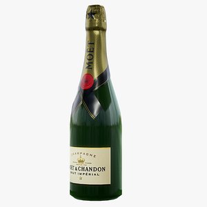 Champagne Bottle Low Poly PBR