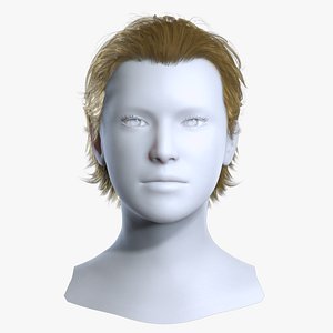 3D Modern Brushed Back Haircut - Real-time Hair Cards model