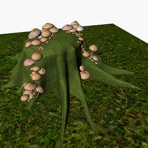 3D Mushrooms on stump