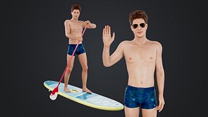 Male Paddleboarder 3D model