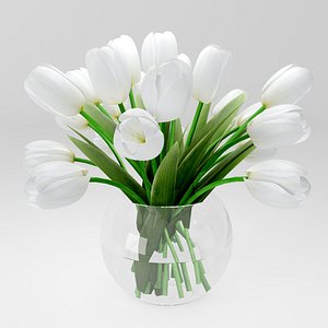 realistic white tulips 3d model