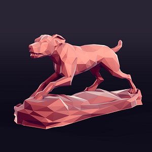Polygonal - Lowpoly  Dog Statue - Figurine