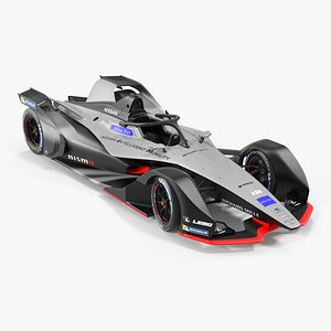 Formula E Nissan EDAMS Rigged 3D Model