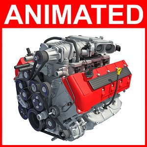 v8 engine animation 3D model