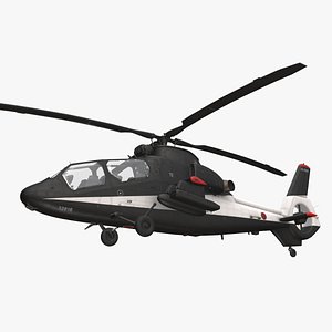 3D Helicopter OH-1 JGSDF Black Basic Animation --445--