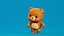 Urso de desenho animado Chibi Kawaii, personagem, modelo 3D Low-poly animado