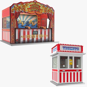 3D Two Detailed Amusement Park Buildings