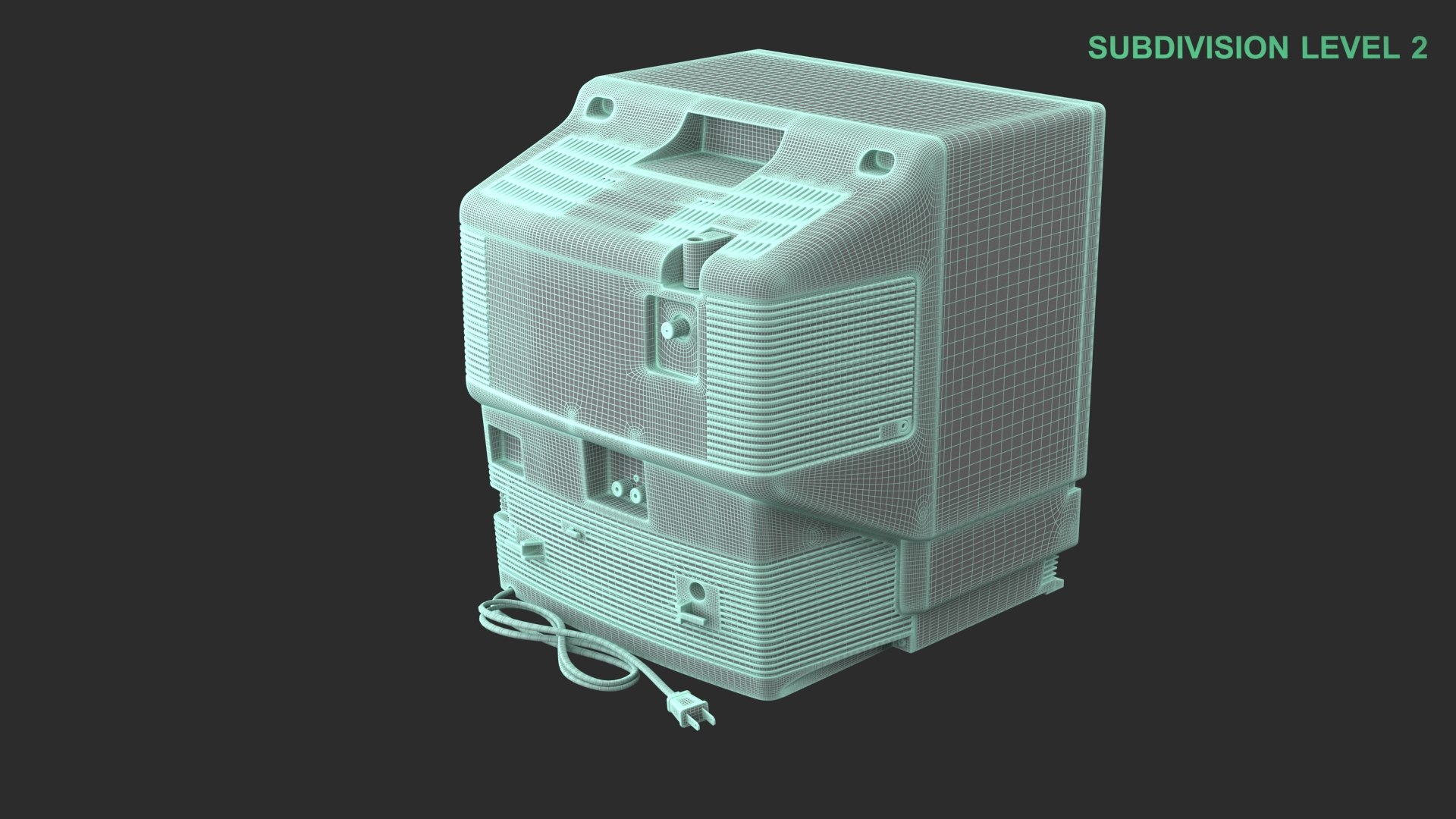 Retro CRT TV With VHS System 3D model https://p.turbosquid.com/ts-thumb/X7/aylmUf/04/wireframe_0003/jpg/1743748496/1920x1080/fit_q87/ced122e65c49ca473471556d0d4d0ad967b71be1/wireframe_0003.jpg