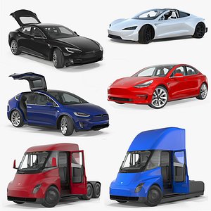 3D rigged tesla cars big