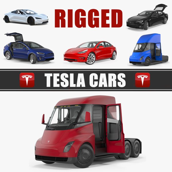 3D rigged tesla cars big