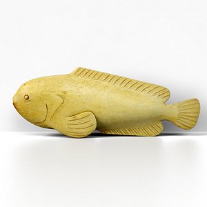 Hand Carved Wood Dolphin Fish 3D model