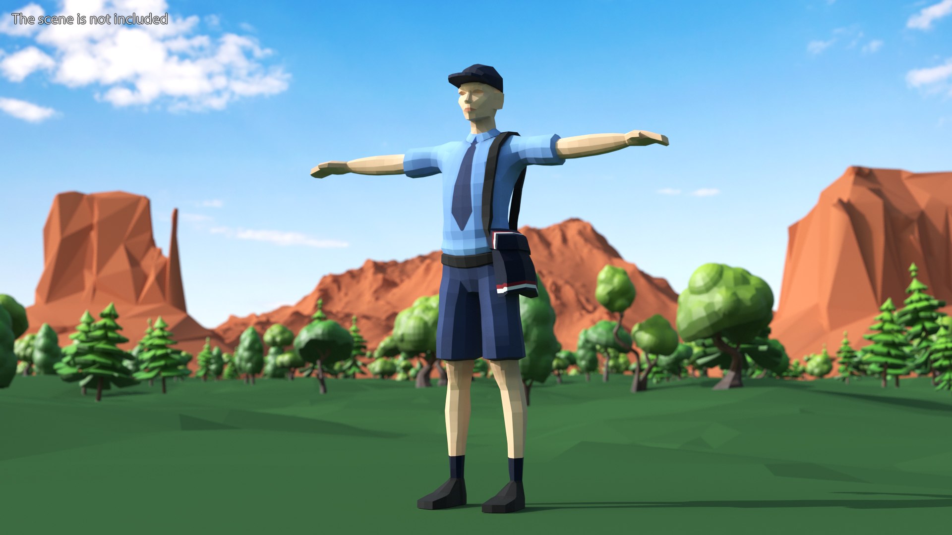 Postman Low Poly Rigged for Cinema 4D 3D model preview