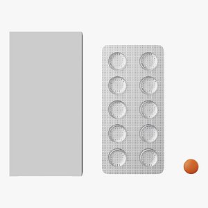 Cardboard Box and Blister Tablet 3D
