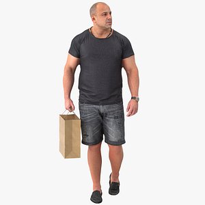 Arnold Casual Summer Walking Pose 02 With Shopping Bag 3D model