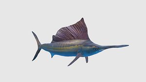 Low Poly Sailfish Rigged With Realistic Texture