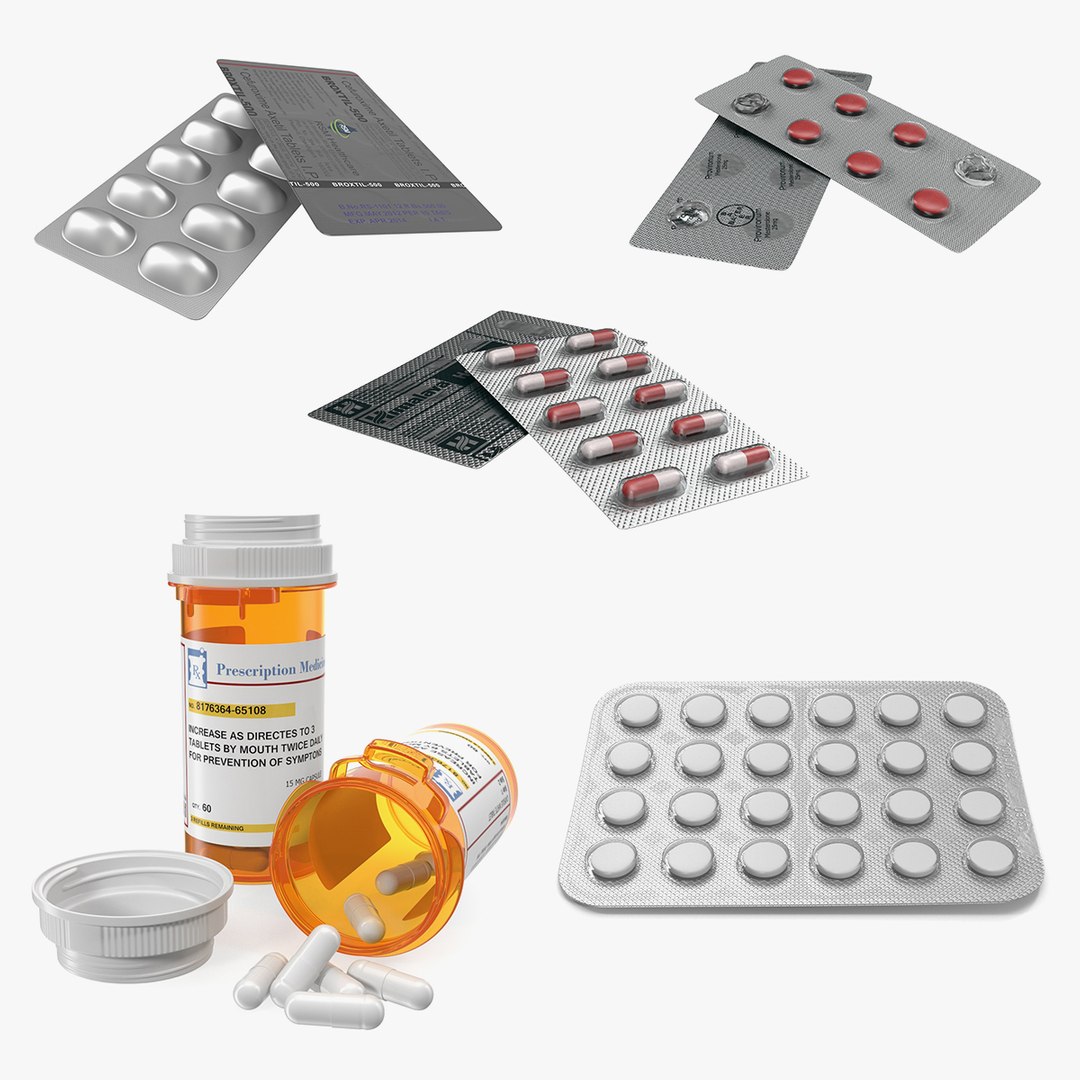 Pills Packs Collection 3D model preview