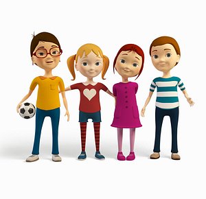 Cartoon Kids - Friends - Rigged