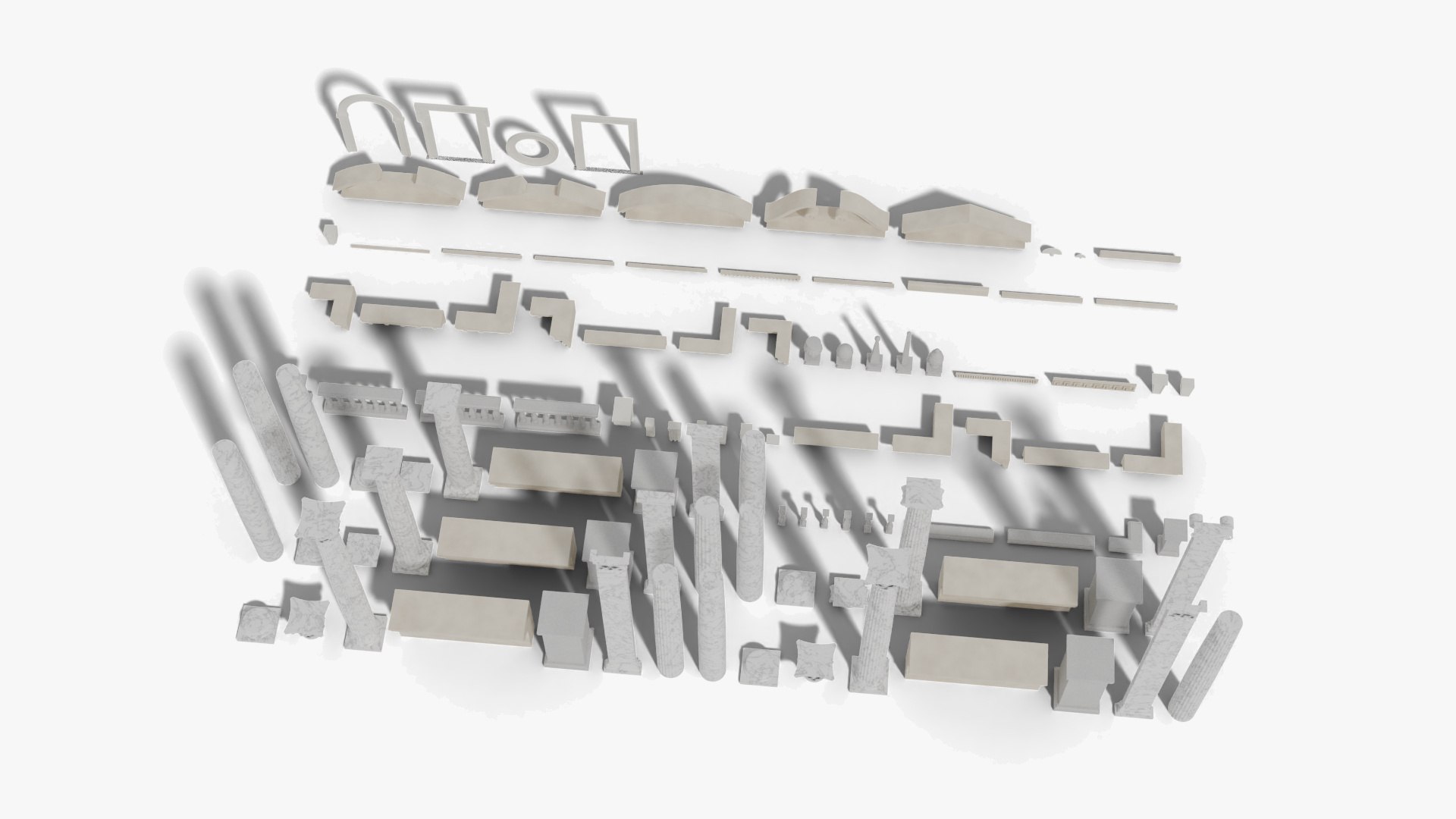 Classical Architectural Ornament Kitbash - Five Orders  Balusters Cornices Brackets Pediments - 4 model https://p.turbosquid.com/ts-thumb/X8/P247Ww/jG/classical_ornament_kitbash_08_catalog_all_pieces/jpg/1791587134/1920x1080/fit_q87/2cfb552b7939f9c15a54287229faf916558c4cfc/classical_ornament_kitbash_08_catalog_all_pieces.jpg