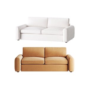 WHITE PERFORMANCE FABRIC APARTMENT SOFA 3D