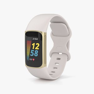 3D Fitbit Charge 5 Lunar White model