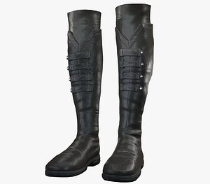 black leather boots pbr 3D