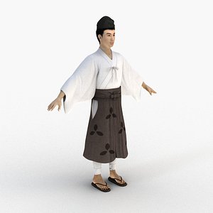 ancient japanese civilian man rigged 3D model