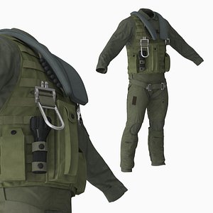 Pilot Jumpsuit with Survival Collar Green