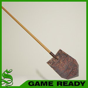 Low Poly Long Spade Shovel