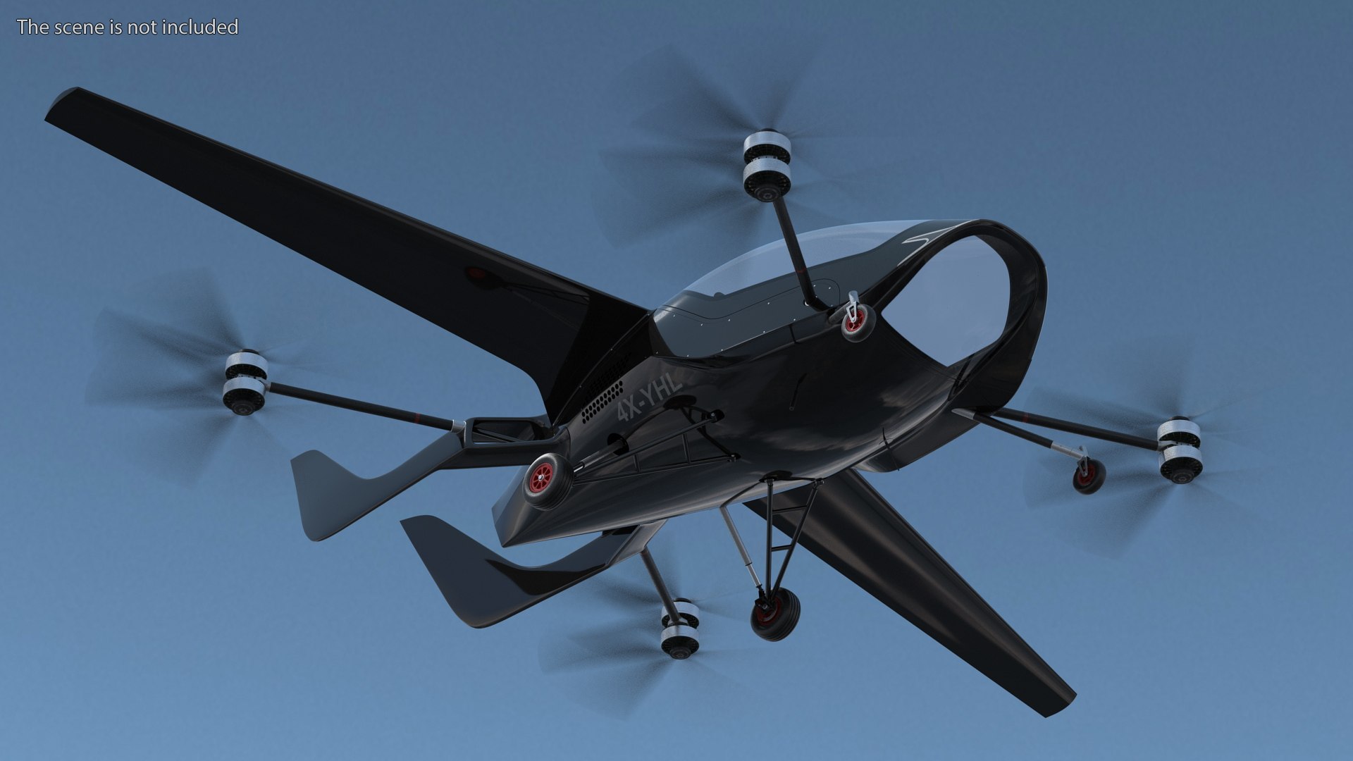 3D Air One Two Person EVTOL Air Vehicle Black - TurboSquid 1995206