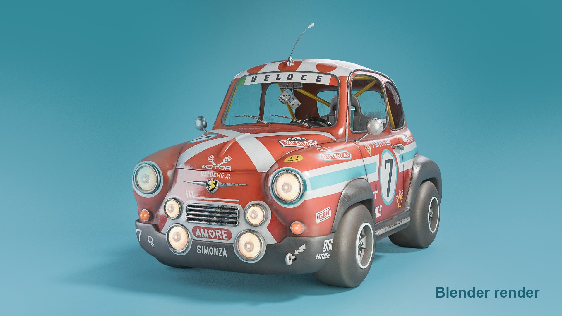 3D Model Super Fury Cartoon Rally Lowpoly Car - TurboSquid 2346394