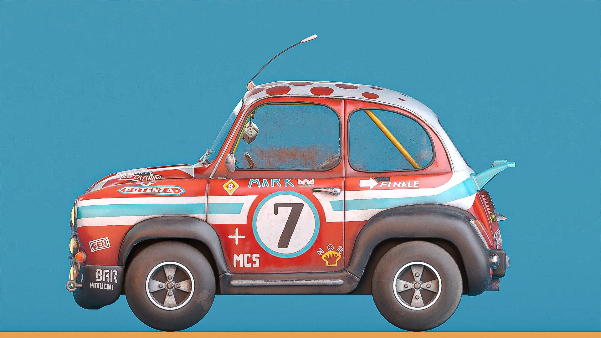 3D Model Super Fury Cartoon Rally Lowpoly Car - TurboSquid 2346394