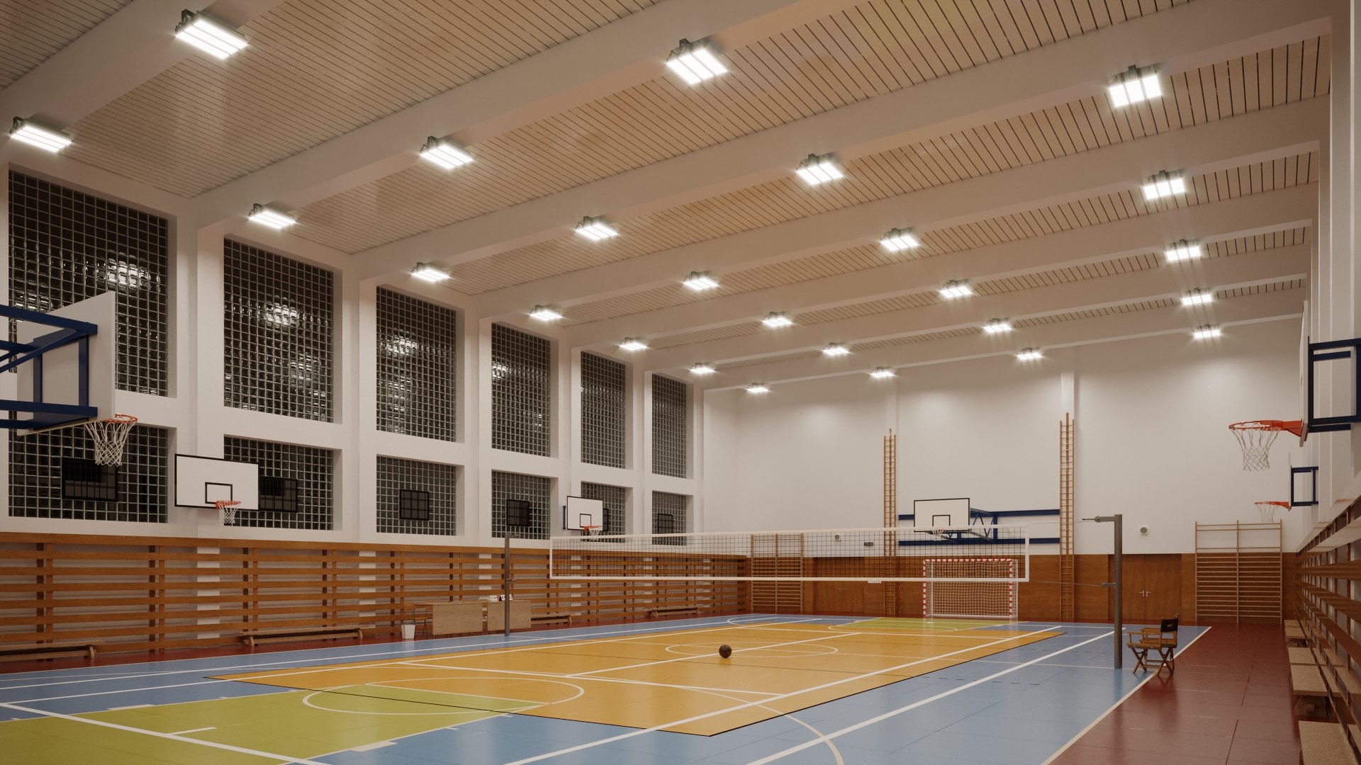 3D basketball gym volleyball model TurboSquid 1603165