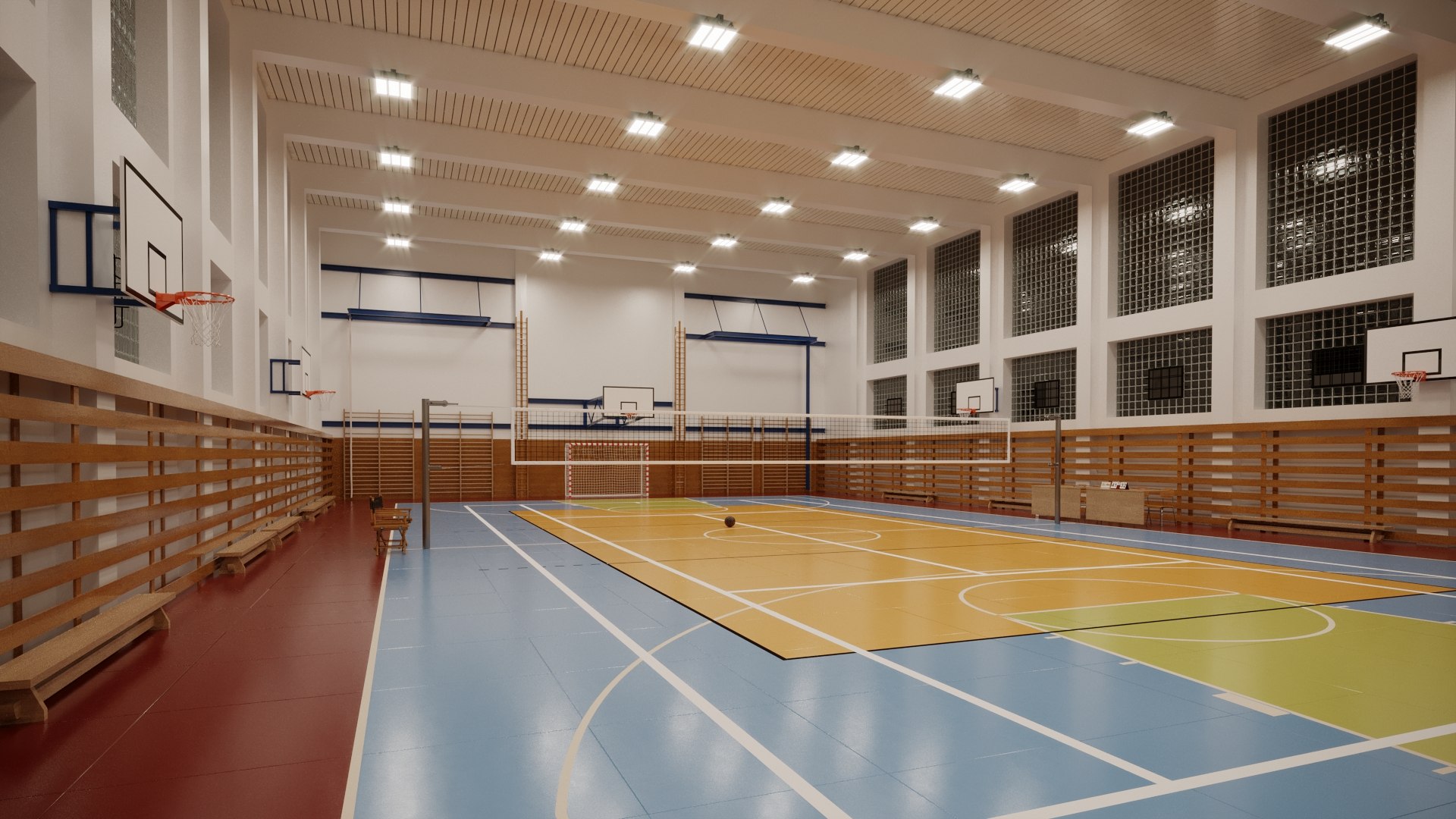 3D basketball gym volleyball model TurboSquid 1603165