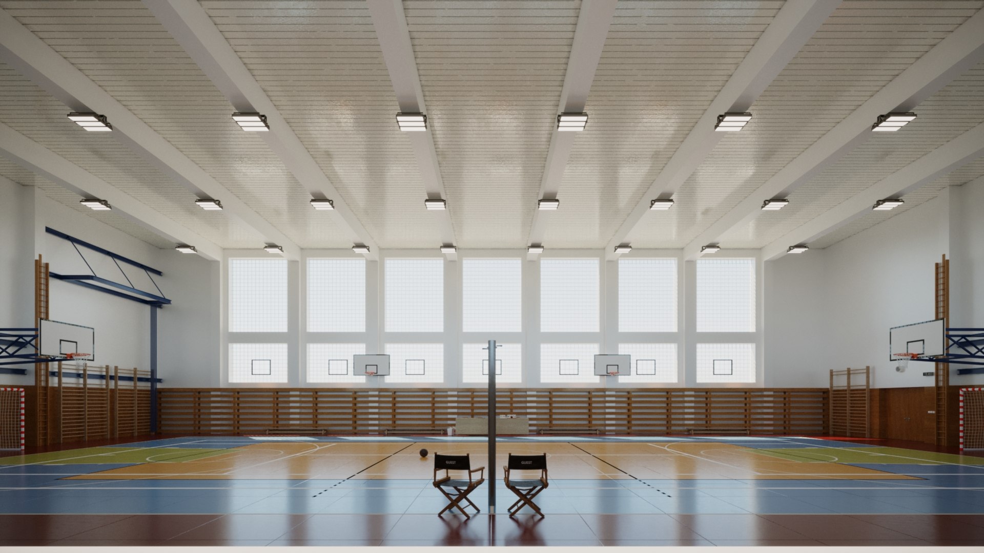 3D Basketball Gym Volleyball Model TurboSquid 1603165