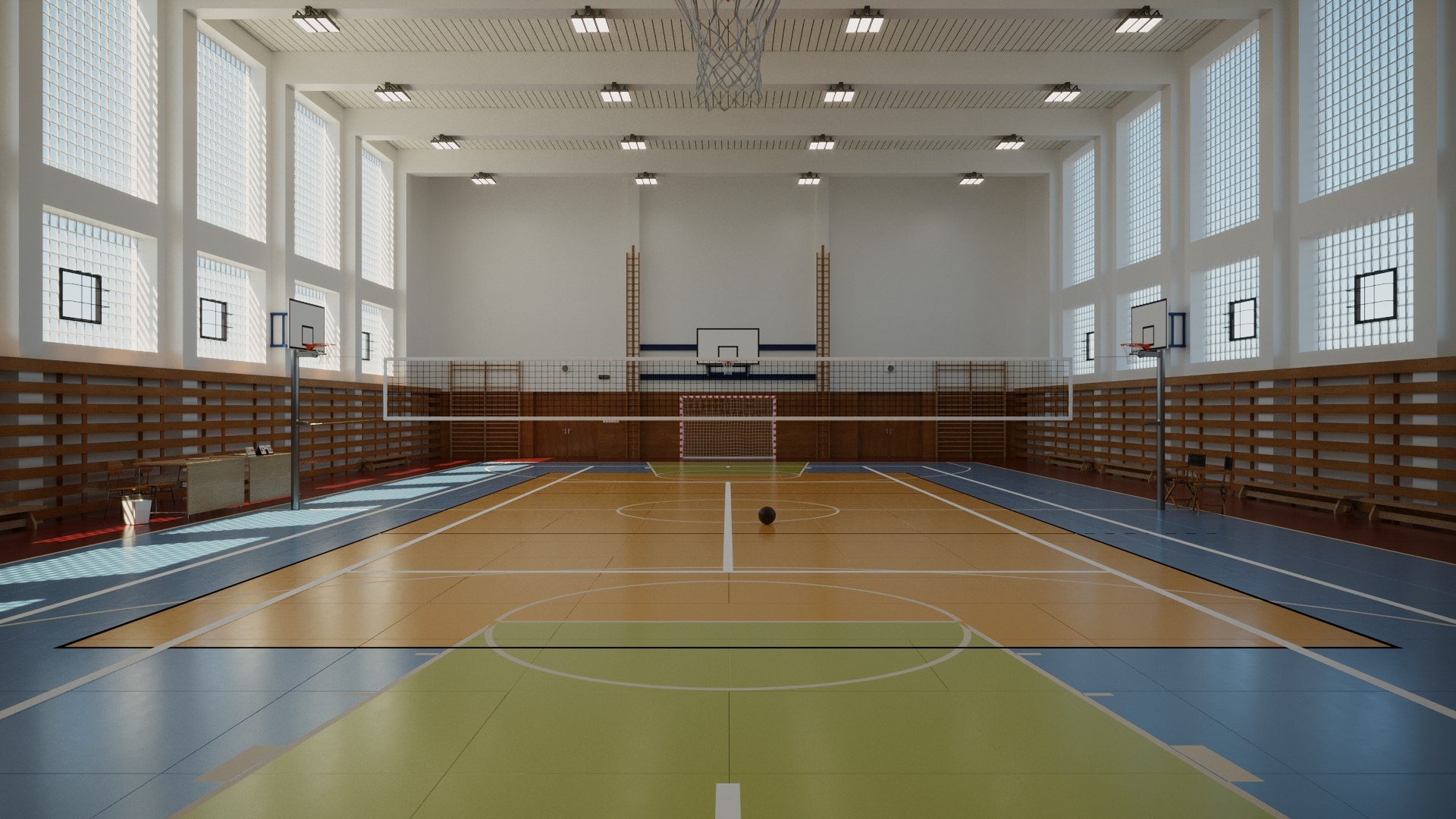 3D Basketball Gym Volleyball Model TurboSquid 1603165