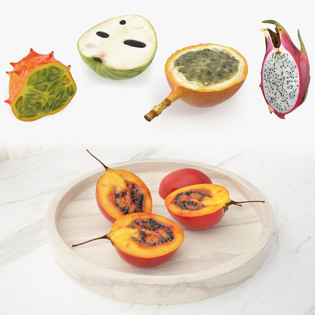 Cutted Exotic Fruits 3D Models Collection 3D model preview