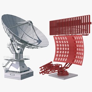 3D Sattelite Dish and Surveillance Radar model