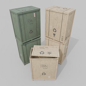 Tall Rectangular Wooden Crate - Customizable Shipping Box model