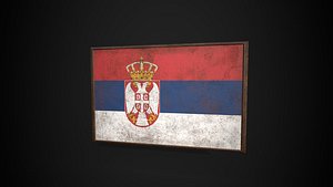 Old Picture Frame With Serbia  Flag - Game Ready PBR Low-poly 3D Model