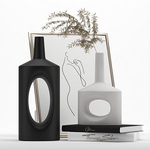 3D model decorative set holed vases