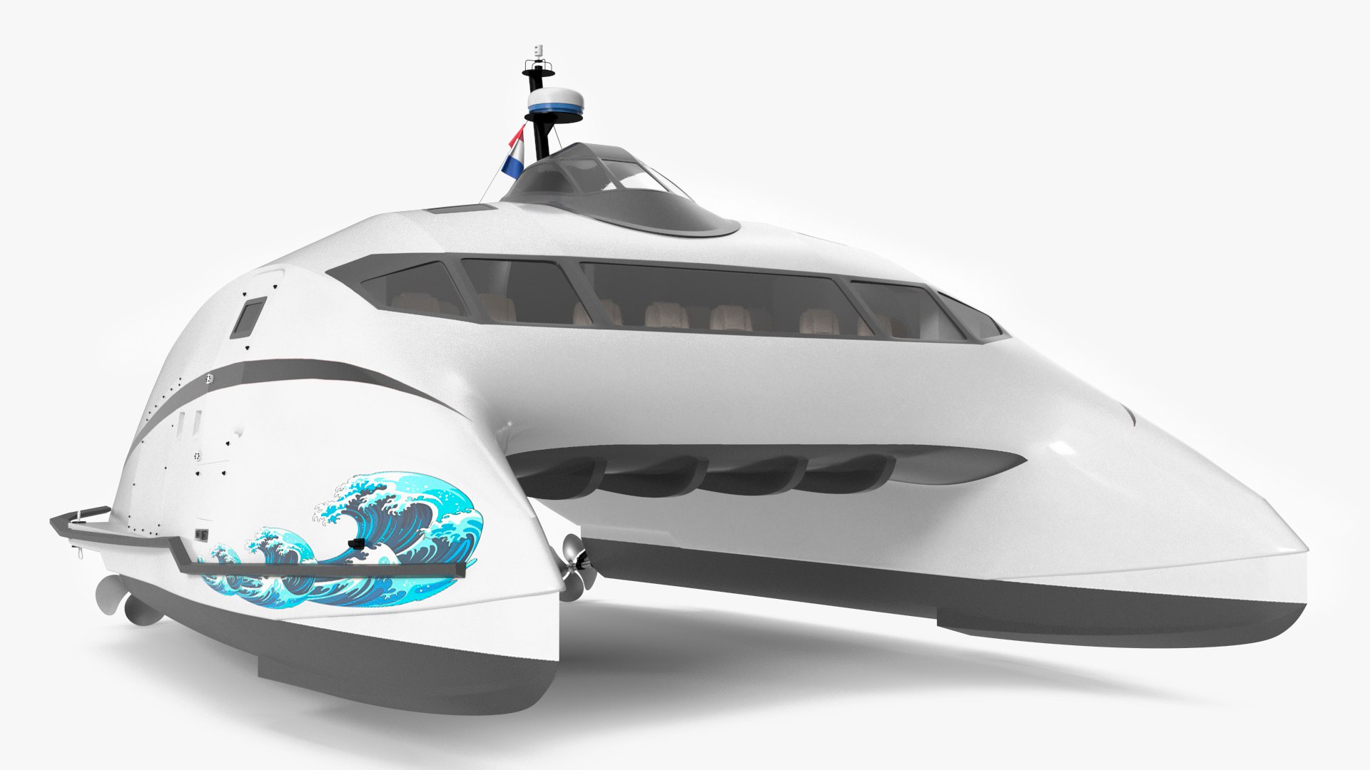High Speed Catamaran Ferry 3D model preview