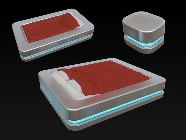 3D model scifi bed nightstand