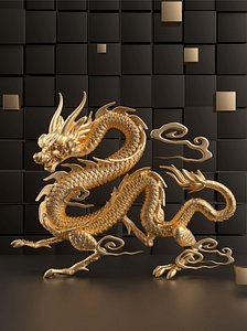 c4d three-dimensional dragon head